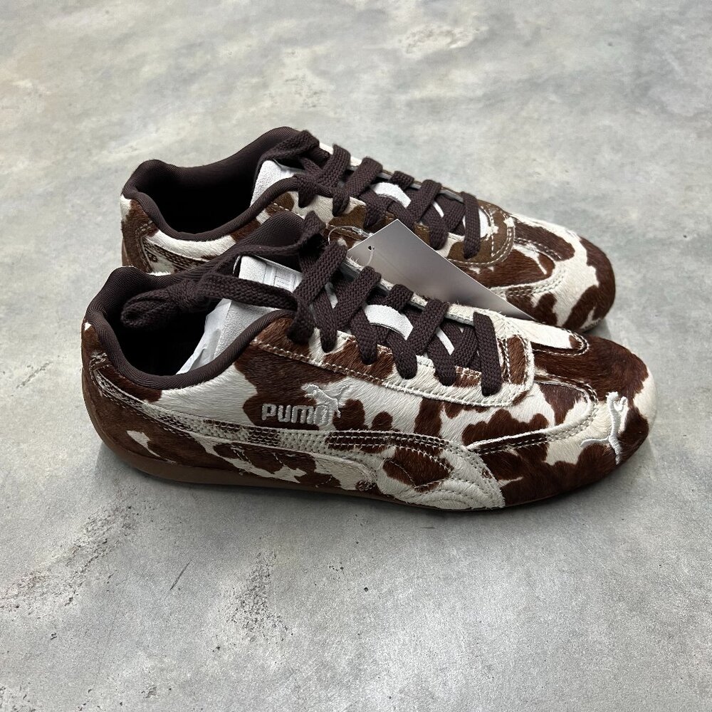 Puma Brown and White Cowprint Sneakers - Picture 3 of 6